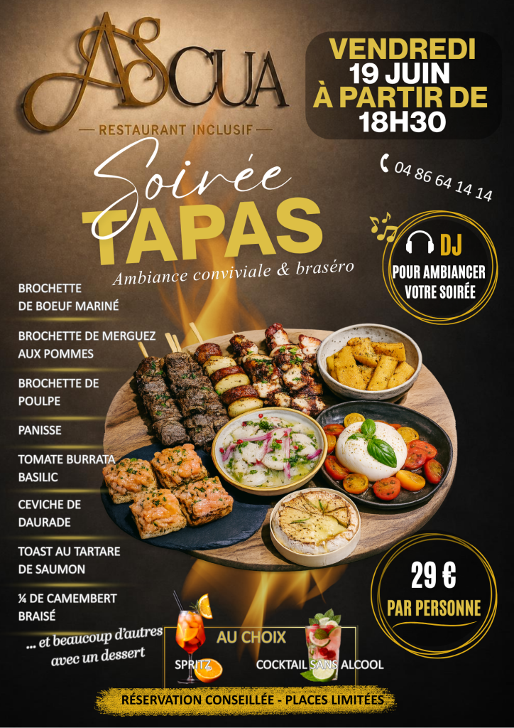 affiche soirée tapas au restaurant ascua